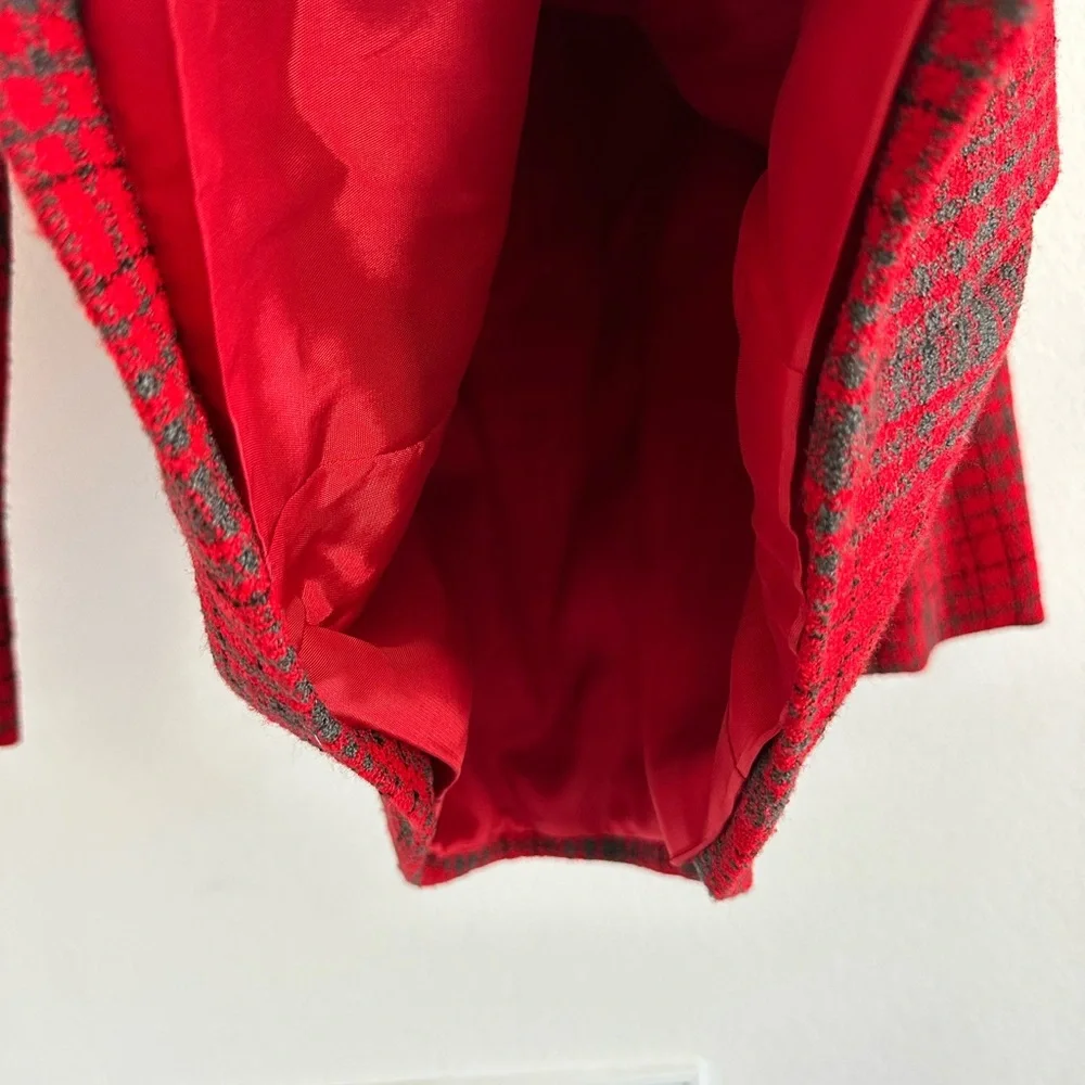 BCBG‎ Vintage Wool Blend Plaid Red Blazer Size: 8